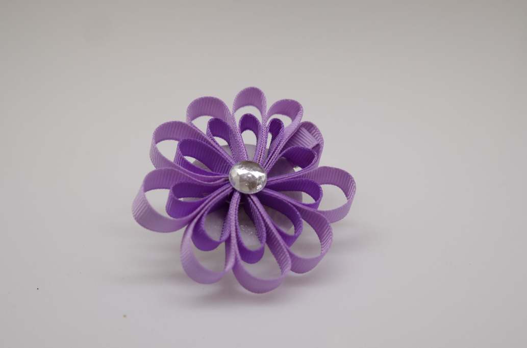 Small petal flower hair Bow with colors  LIght Orchiad, Hyacinth